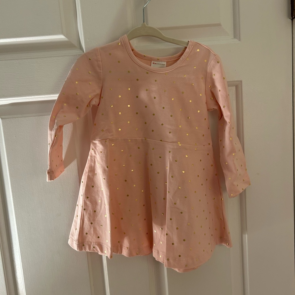 Hanna Andersson Pink and Gold Long Sleeve Dress